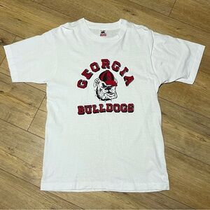 Vintage Georgia Bulldogs White T-Shirt Size L Made in USA